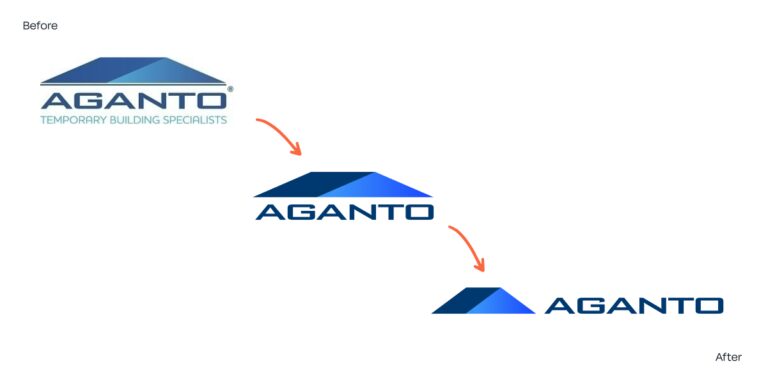 Aganto logo before and after