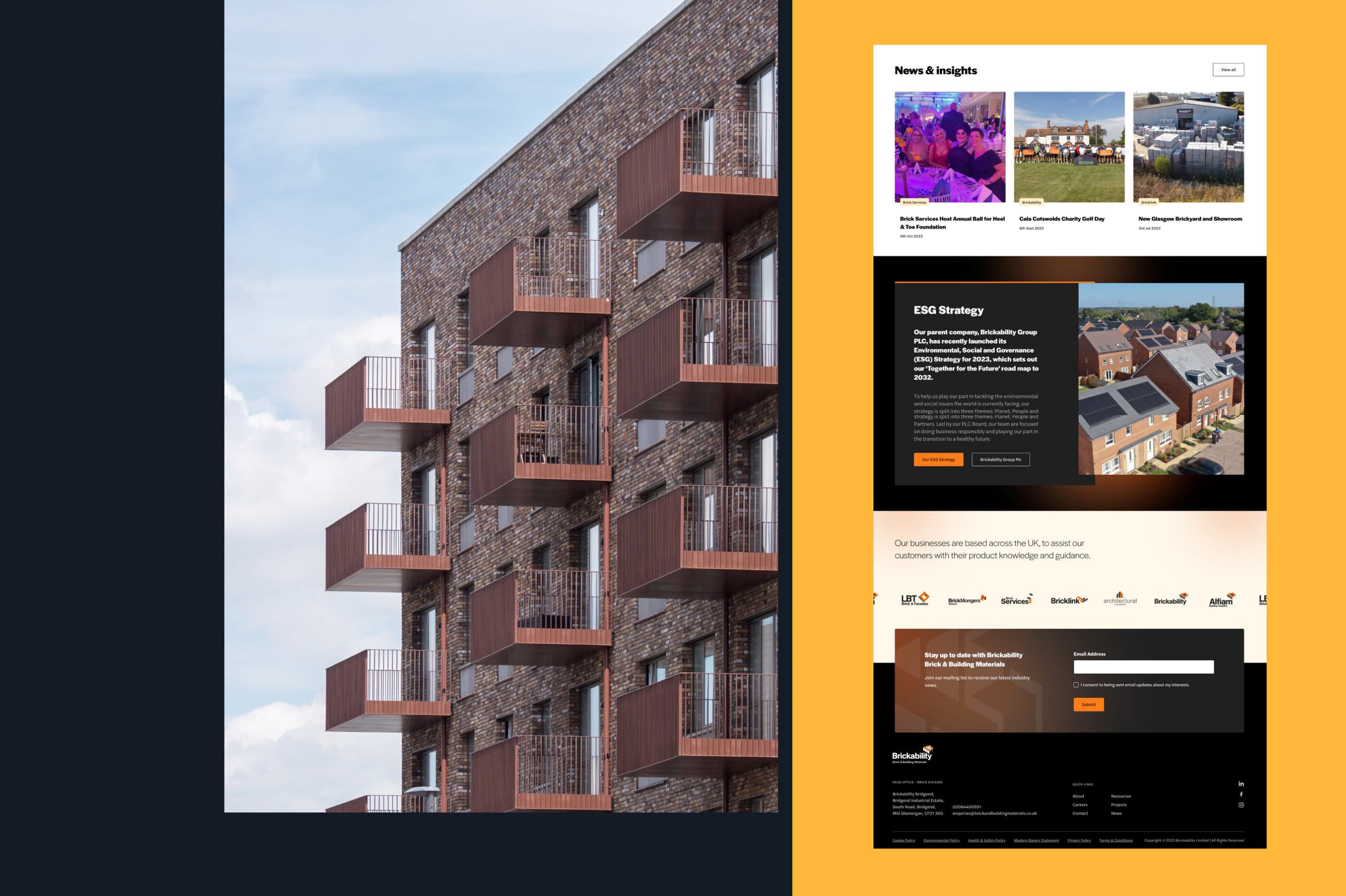 Brickability webpage design alongside brick architecture