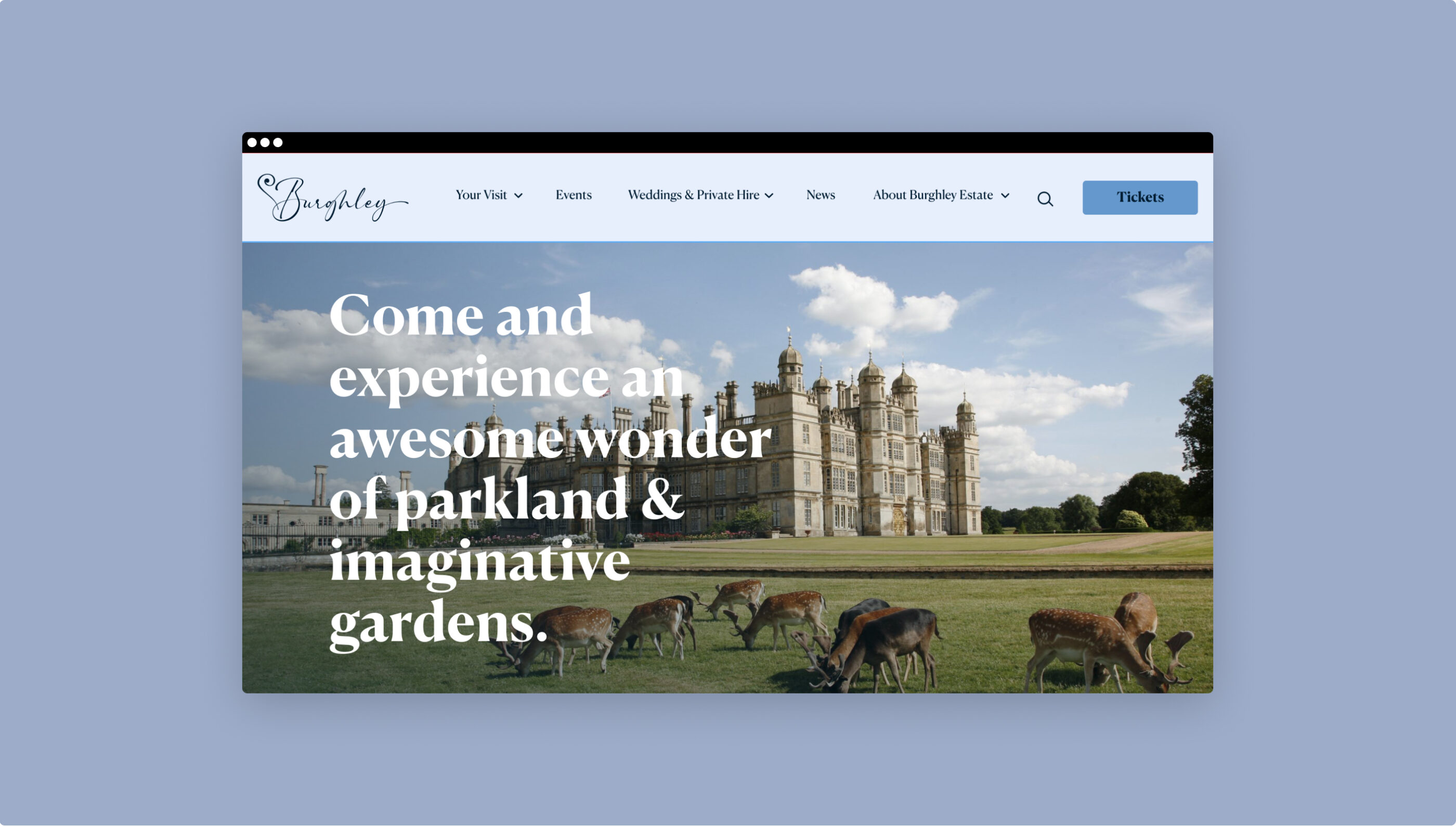 Burghley House Homepage After Update 2