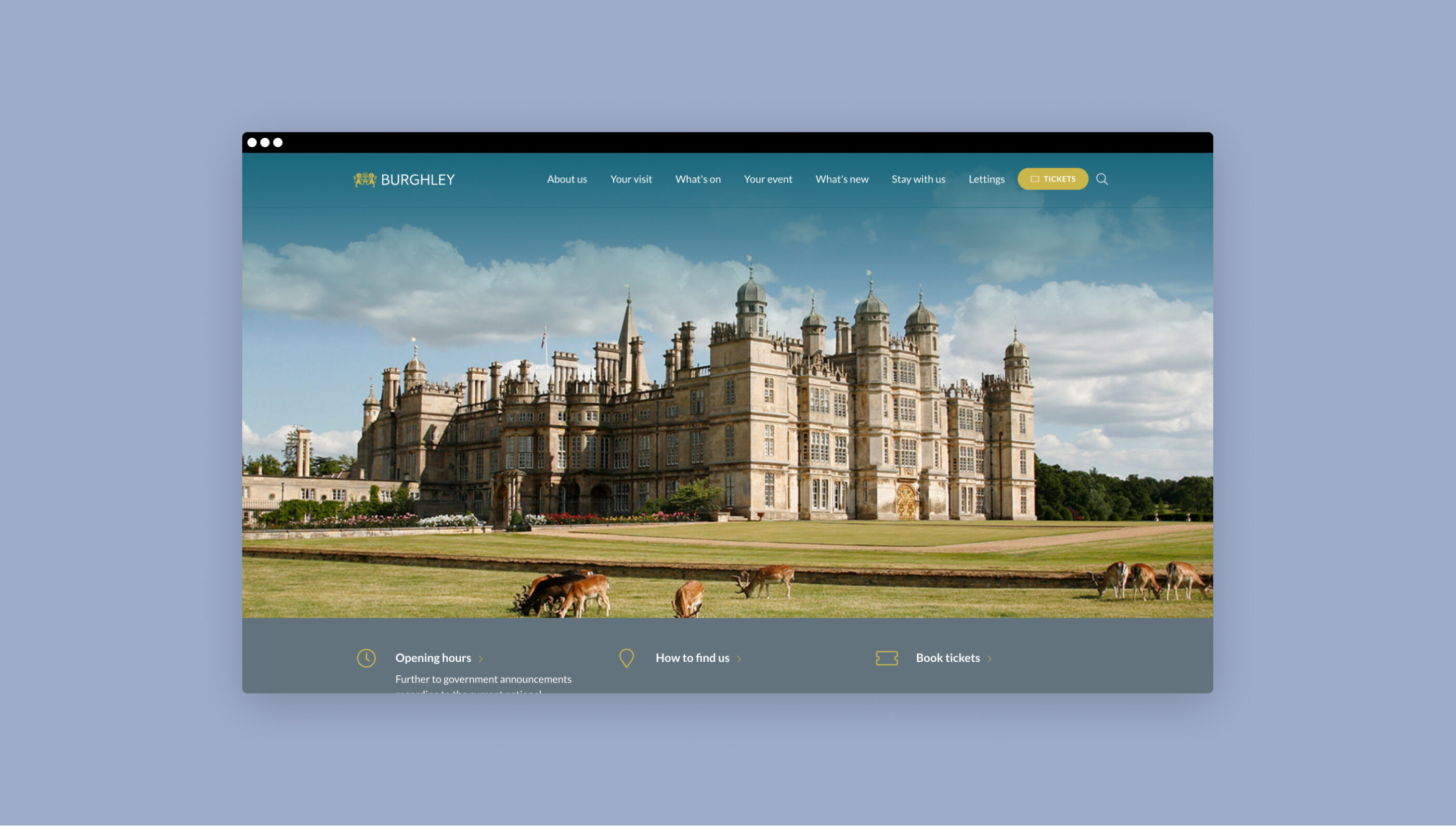 Burghley House Homepage Before Update 1