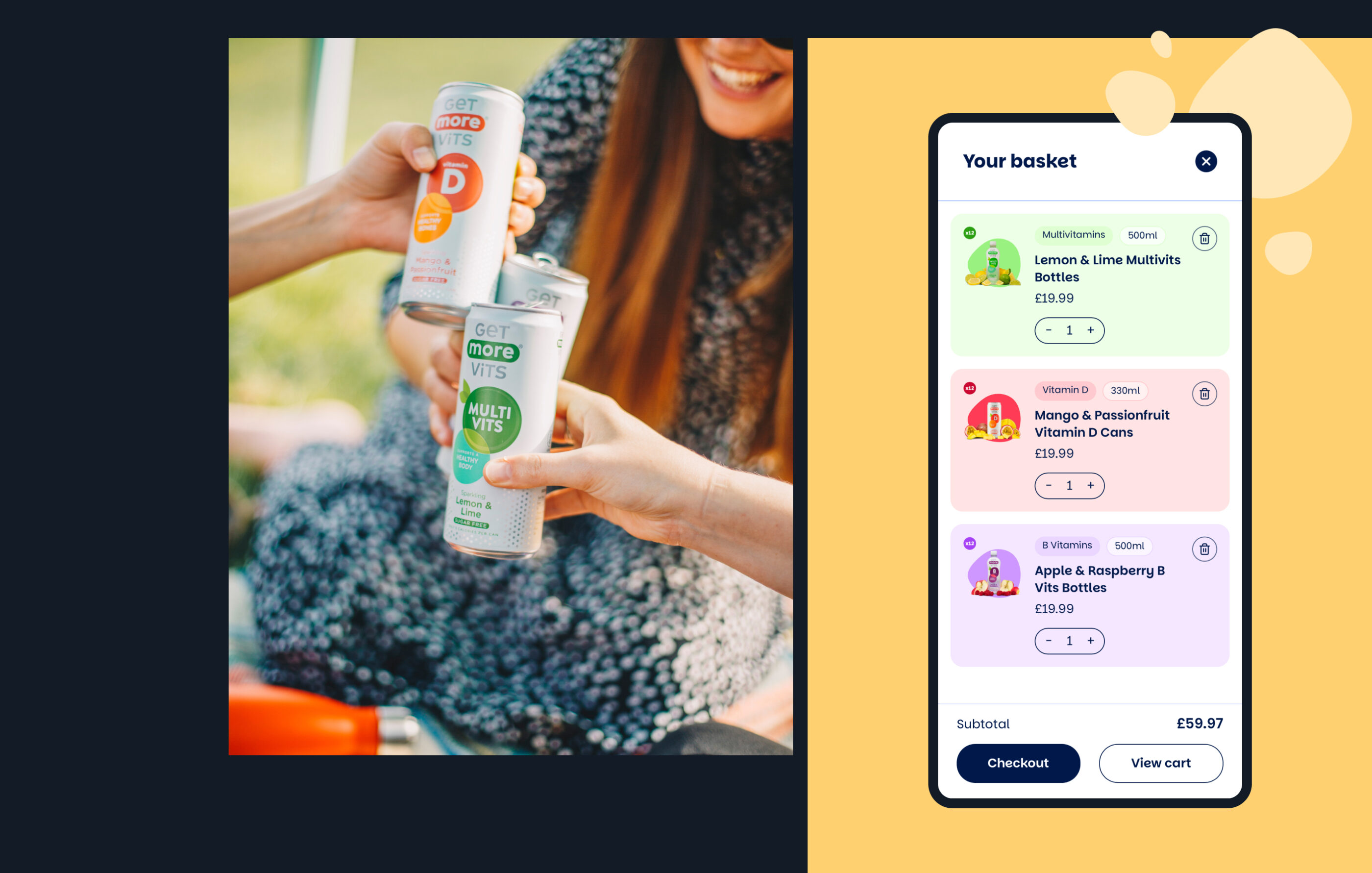 Get More Vits Mobile Basket and Lifestyle Shot