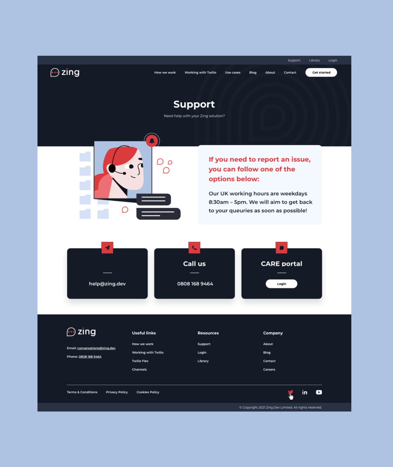 06 Zing support page design