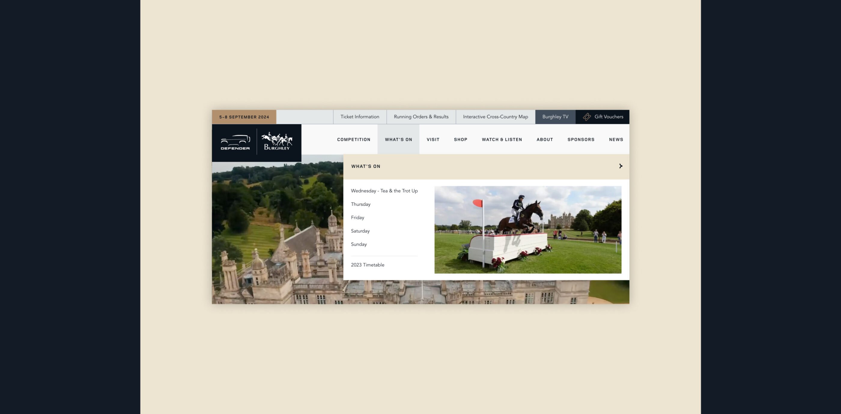 06 Burghley Horse Trials homepage menu